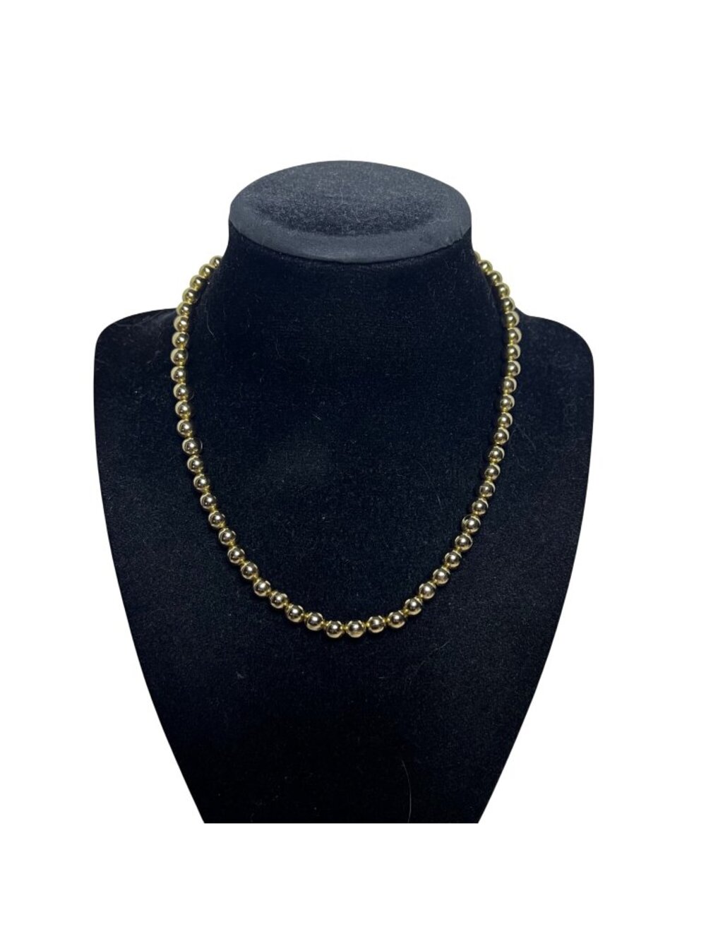 Gold Tone Beaded Choker Necklace With Hook Clasp (6521)
